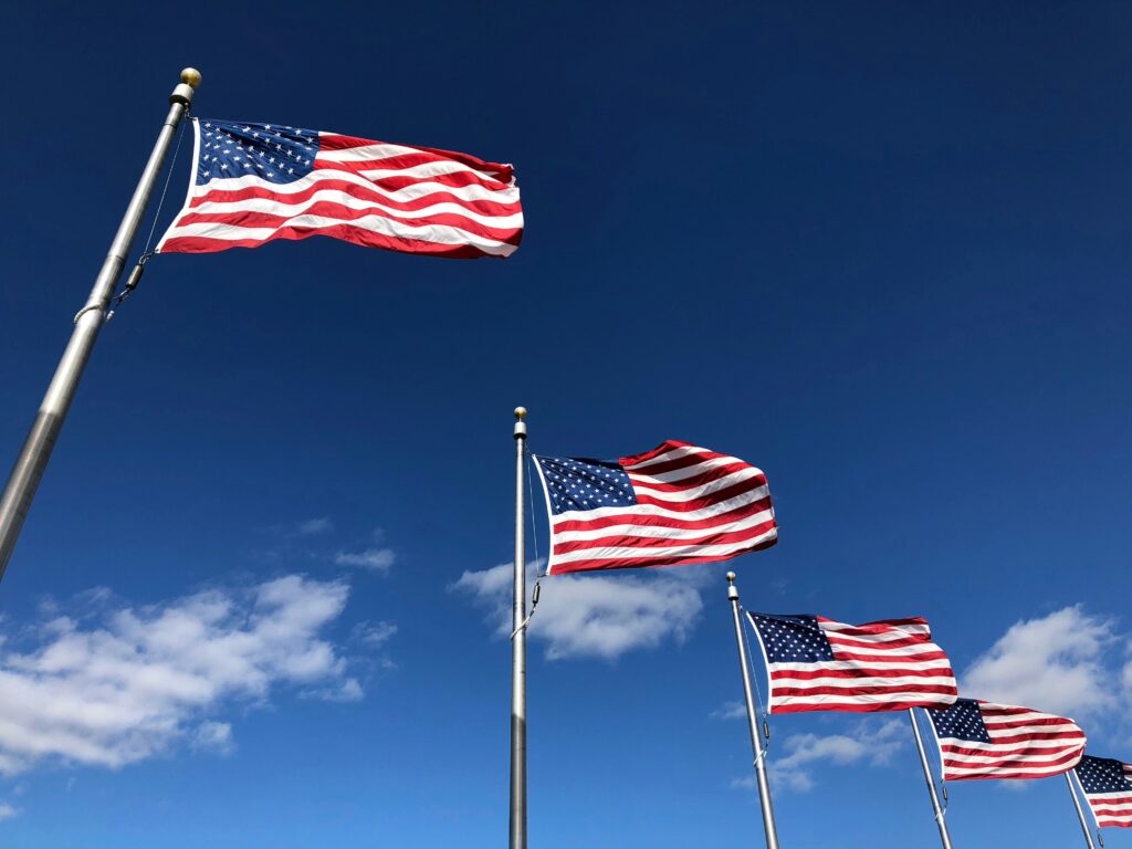 American flags representing the link between unretirement and the American Dream