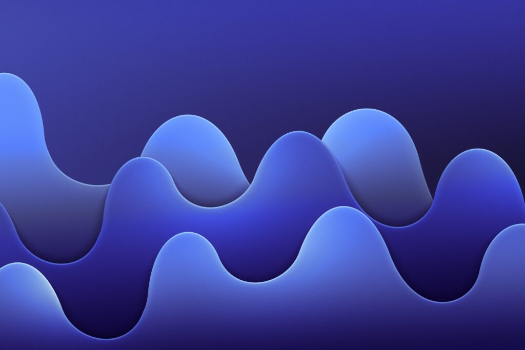 Cut out waves in various shades of blue to mirror the ups and downs of investing and saving.