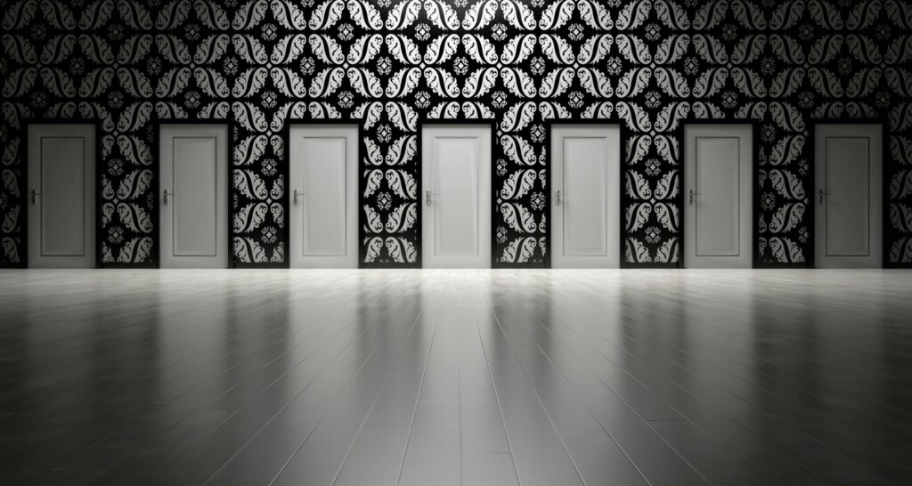 Several doors in a row show how many options are connected to retirement planning for dentists.